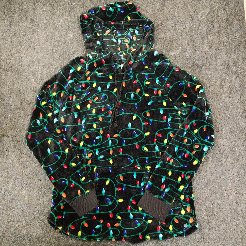 No Boundaries Mens Christmas Lights Fleece Hoodie Black Multi NJ47T008CP L